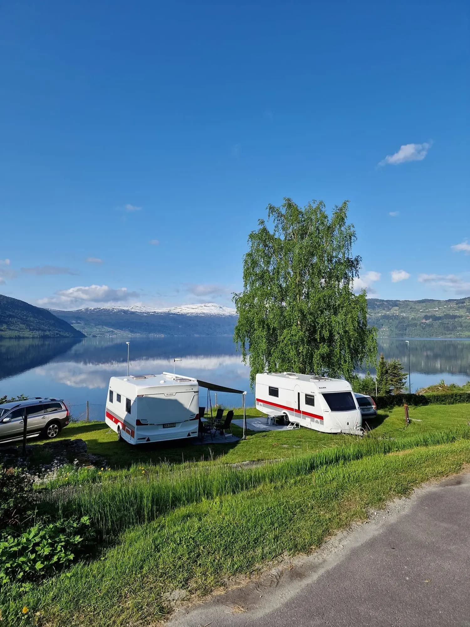 Caravan pitches by the fjord